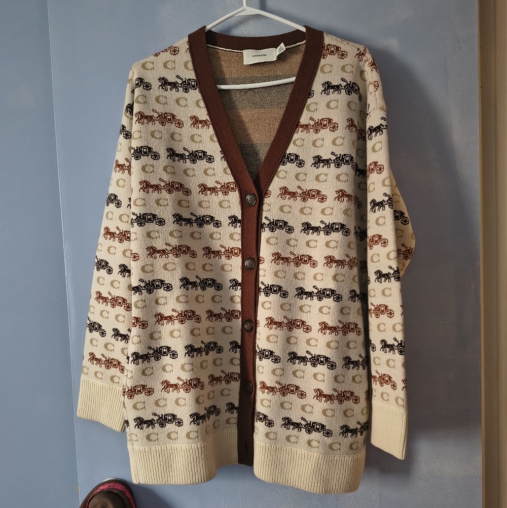 Coach Horse + Carriage Oversized Wool Cardigan M